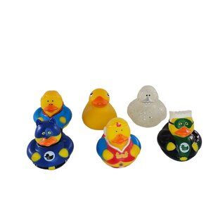 Set Of 6 Superhero Rubber Ducks Duckies Glitter Oriental Trading
